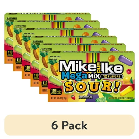(6 pack) Mike and Ike Mega Mix SOUR! Chewy Candy, 4.25 Ounce, 1 Count