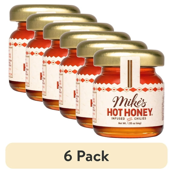 (6 pack) Mike's Hot Honey Infused with Chilies, Glass Mini Jar, 1.55 oz, Gluten Free