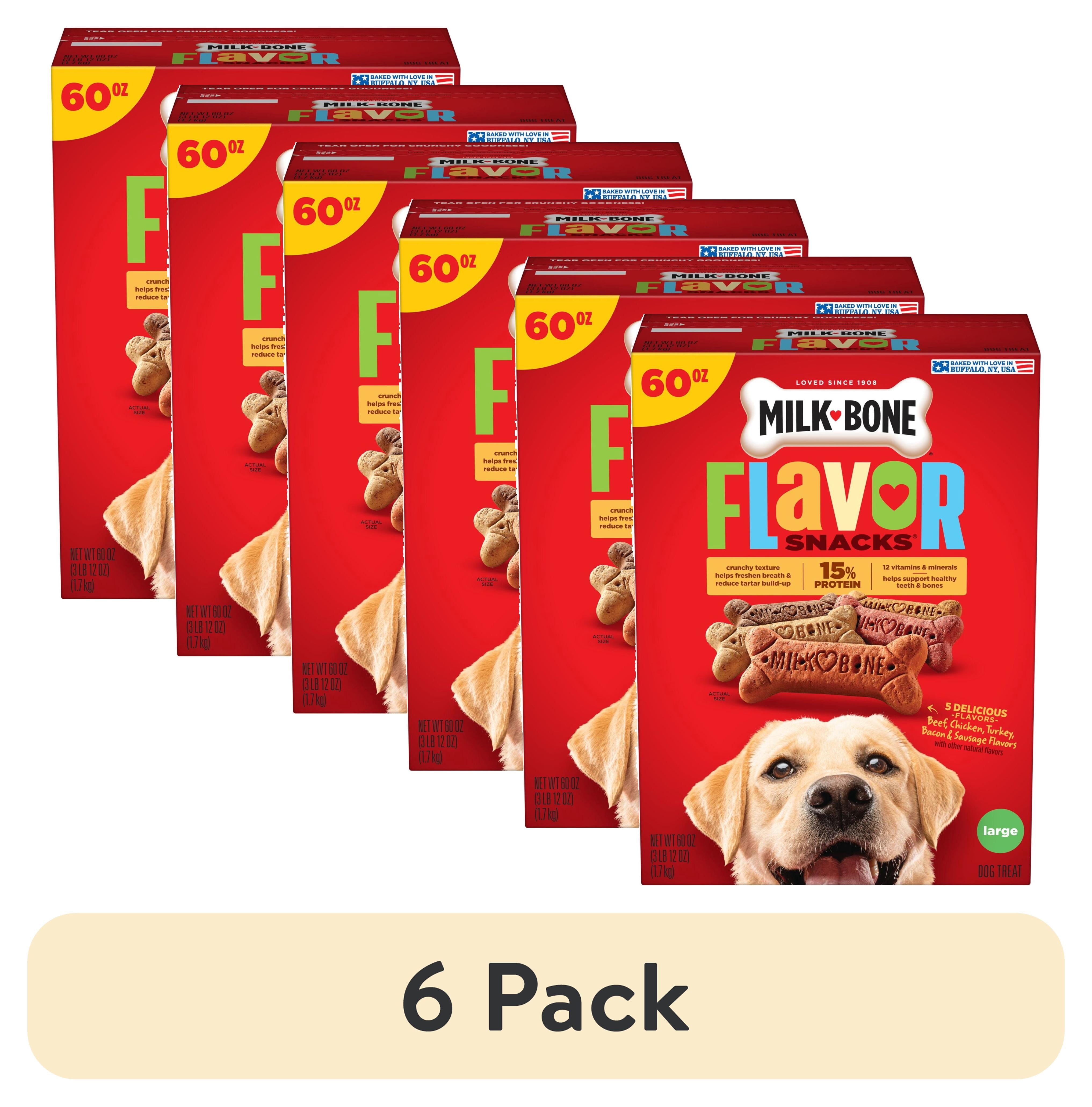 (6 pack) Milk Bone Flavor Snacks Large Dog Biscuits, Flavored Crunchy Dog Treats, 60 oz