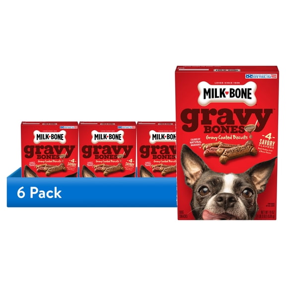 (6 pack) Milk Bone GravyBones Dog Biscuits, Gravy Coated Small Dog Treats, 19 oz Box