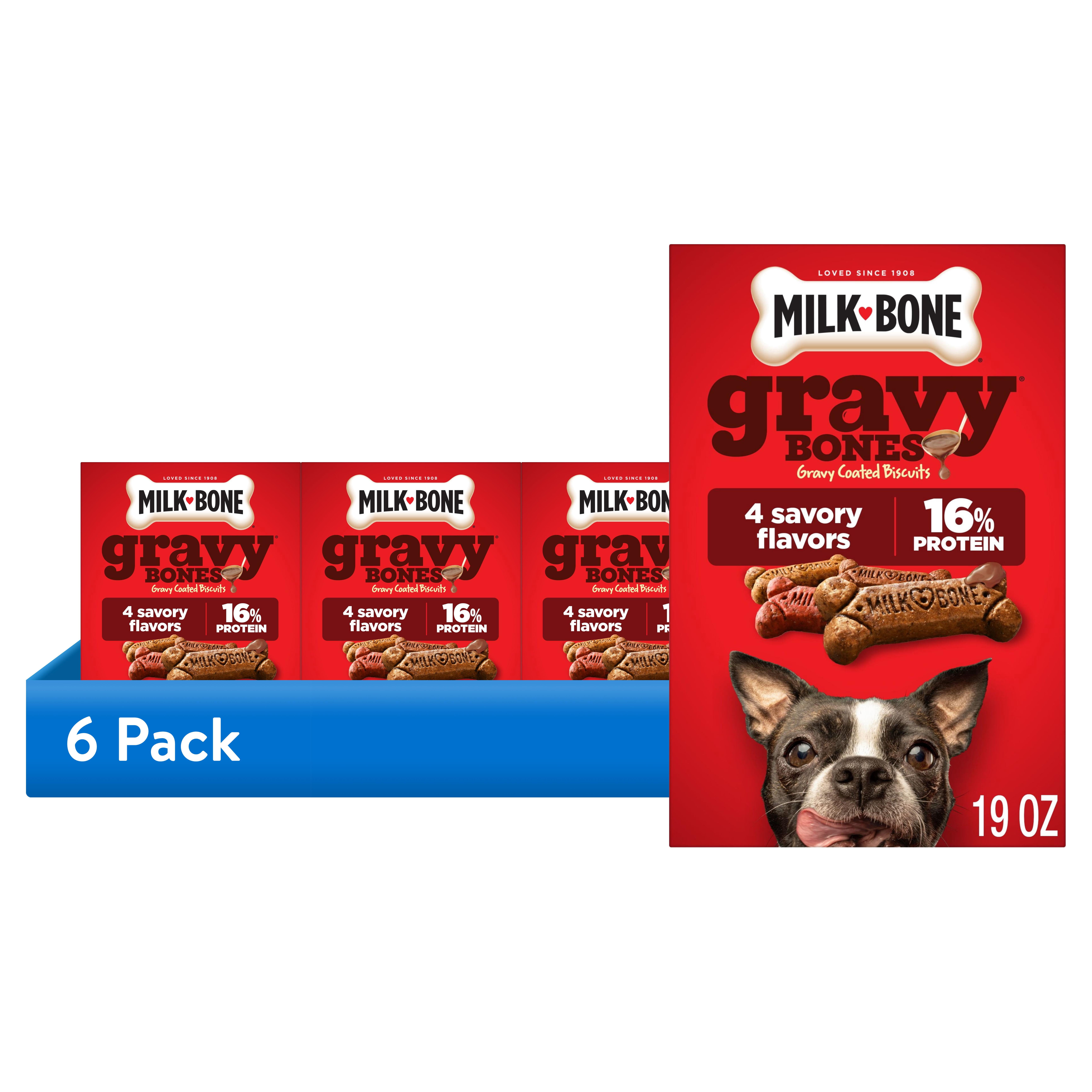 (6 pack) Milk Bone GravyBones Dog Biscuits, Gravy Coated Small Dog Treats, 19 oz Box