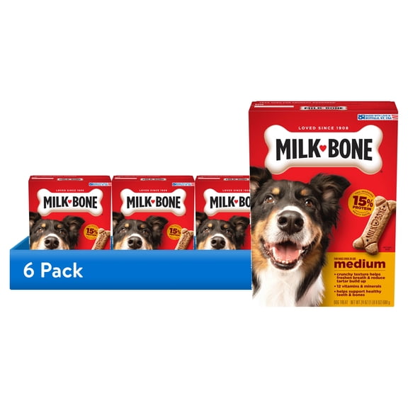 (6 pack) Milk Bone Original Biscuits, Medium Dog Treats, 24 oz Box