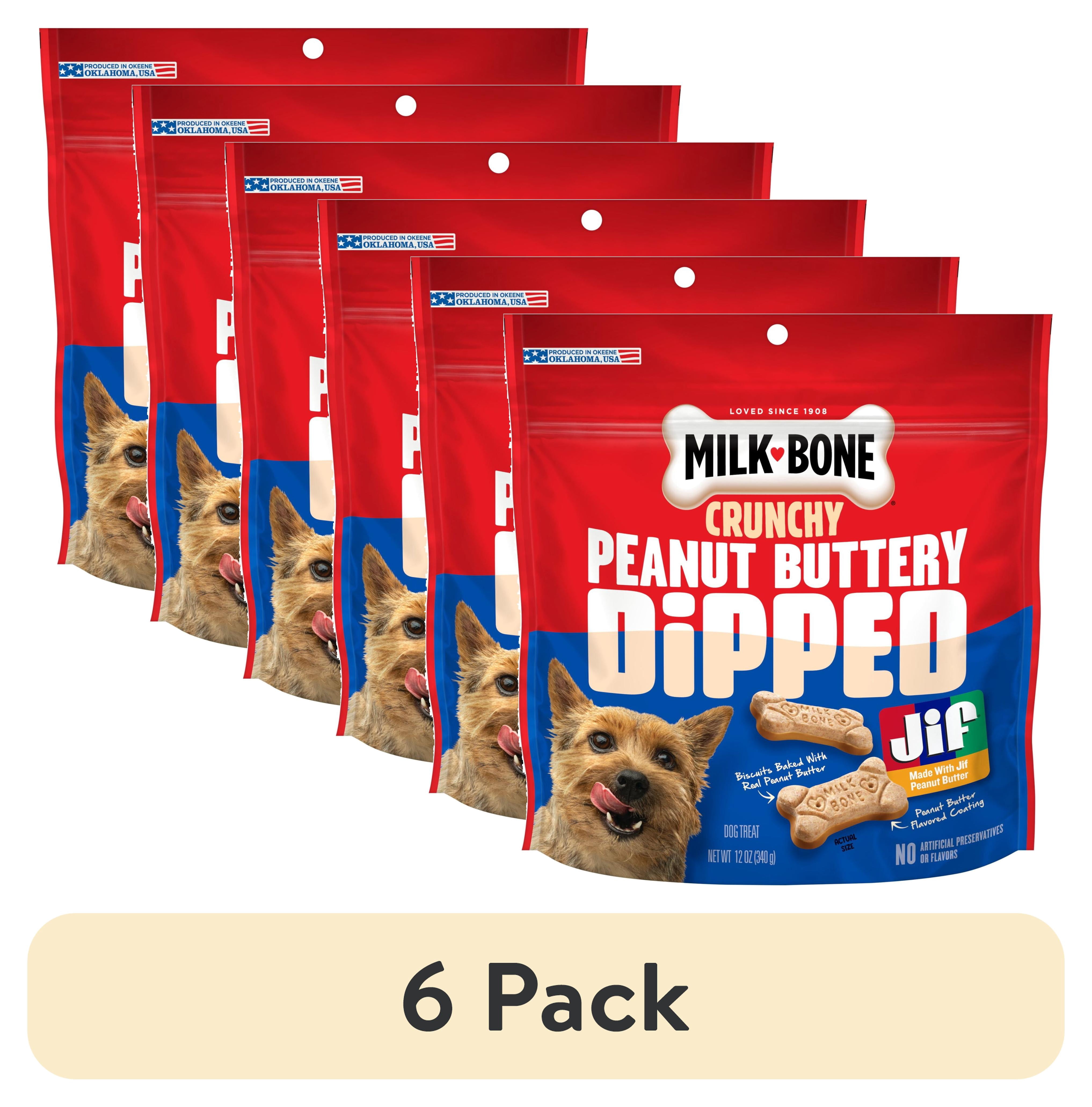(6 pack) Milk Bone Peanut Buttery Dipped Dog Biscuits with Jif Peanut Butter, 12 oz Bag