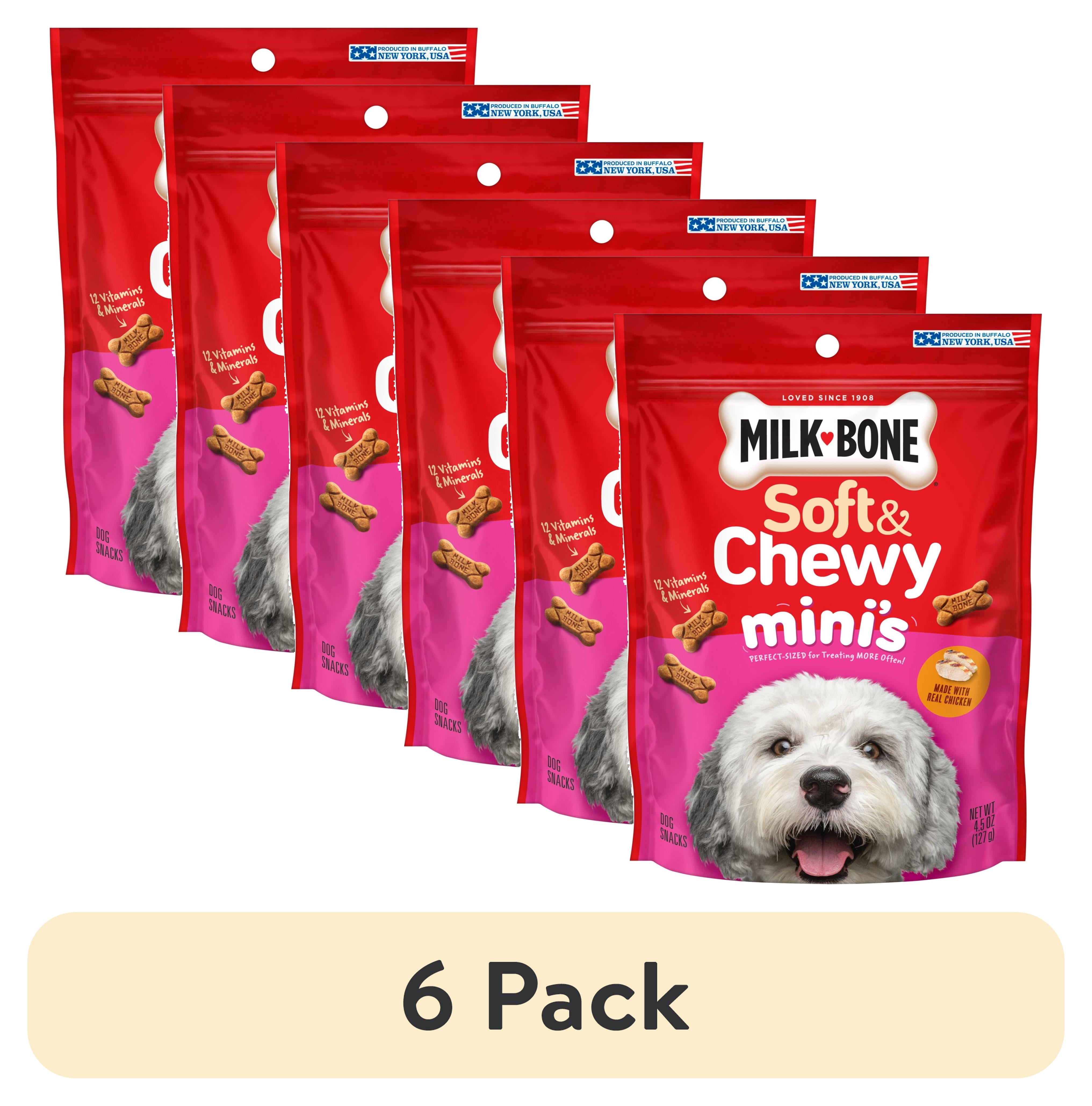 (6 pack) Milk Bone Soft & Chewy Mini’s Dog Treats, Made with Real Chicken, 4.5 oz Pouch