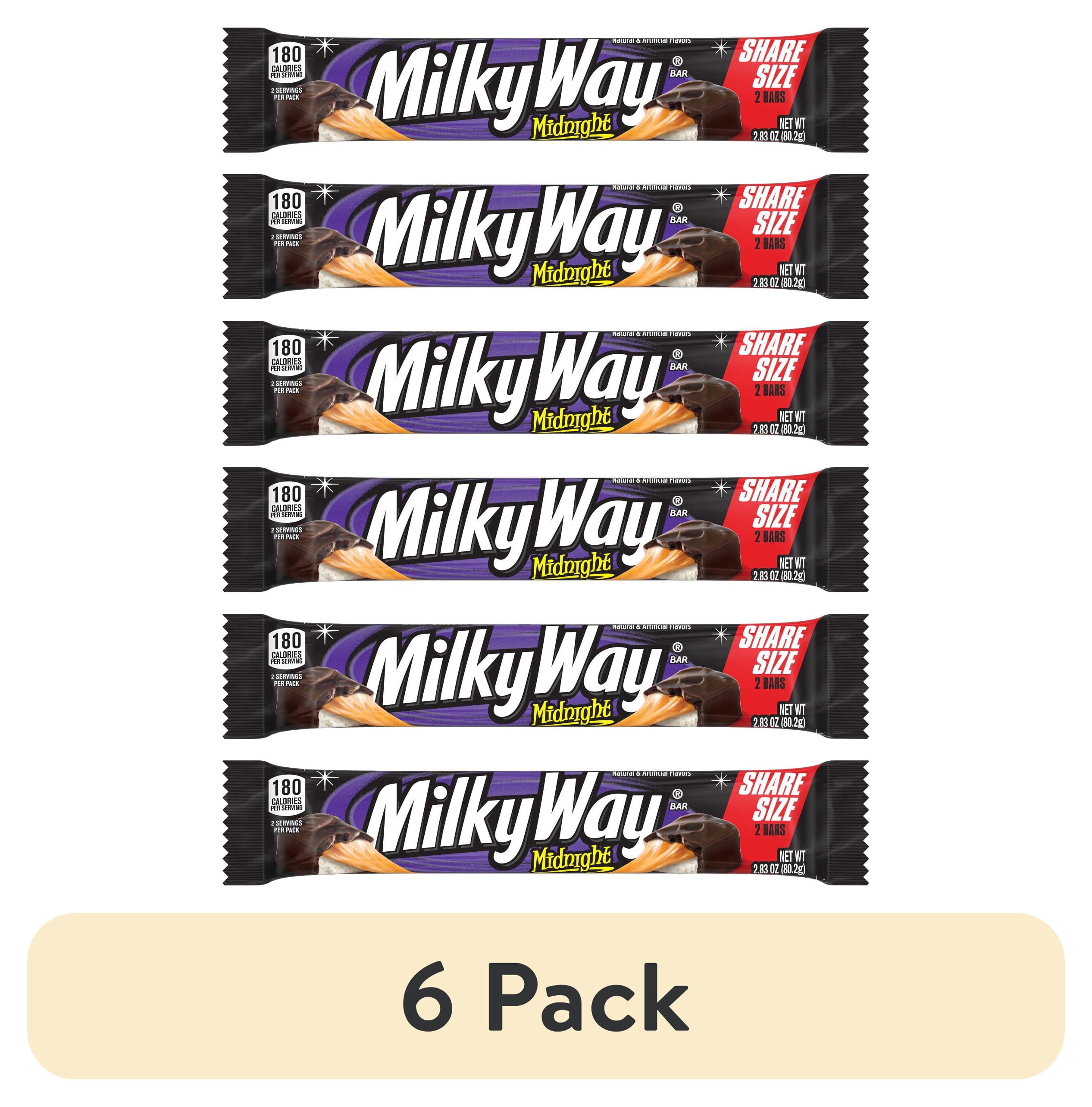 6 pack) Milky Way Candy Midnight Dark Chocolate Bar, Share Size