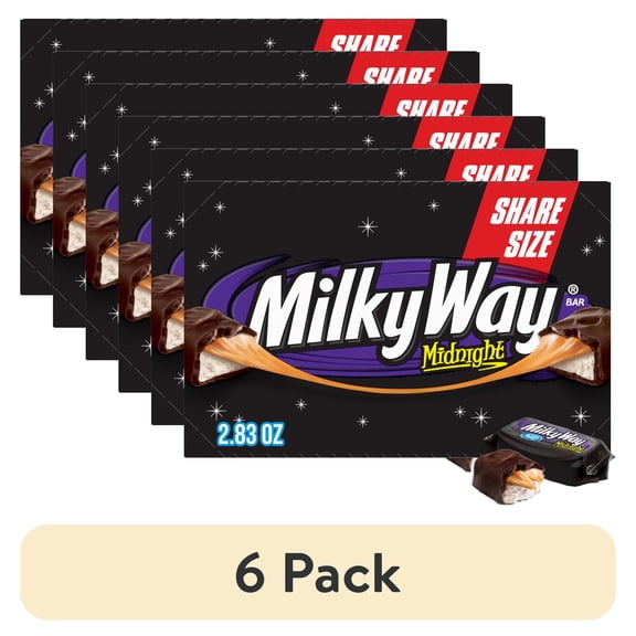 (6 pack) Milky Way Candy Midnight Dark Chocolate Bar, Share Size - 2.83 oz