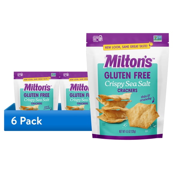 (6 pack) Milton's Gluten Free Crackers - Crispy Sea Salt, 4.5oz, Plastic Bag