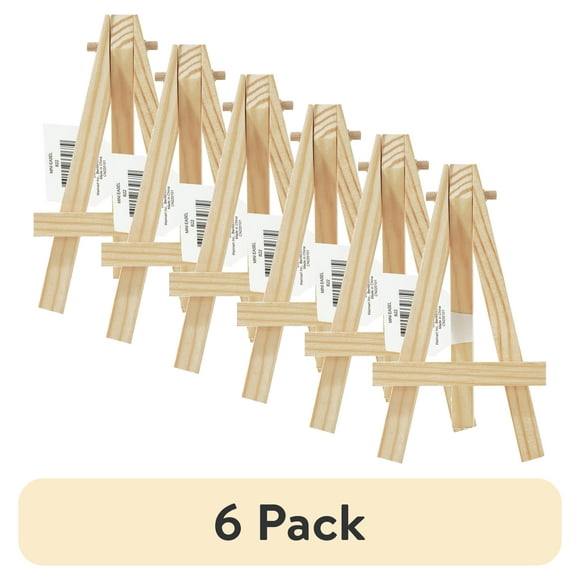 (6 pack) Mini Natural Wood Display Easel, Solid Pine Wood, 4.8", 1 Piece, Great Chioce for Beginners and Hobbyists of All Skill Levels.