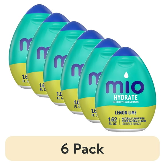 (6 pack) Mio Hydrate Lemon Lime Flavored with Other Natural Flavor Liquid Water Enhancer, 1.62 fl oz Bottle