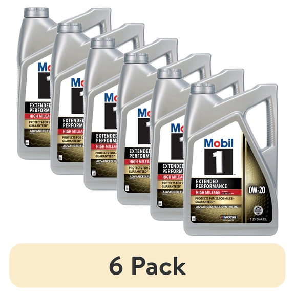 (6 pack) Mobil 1 Extended Performance High Mileage Full Synthetic Motor Oil 0W-20, 5 Quart