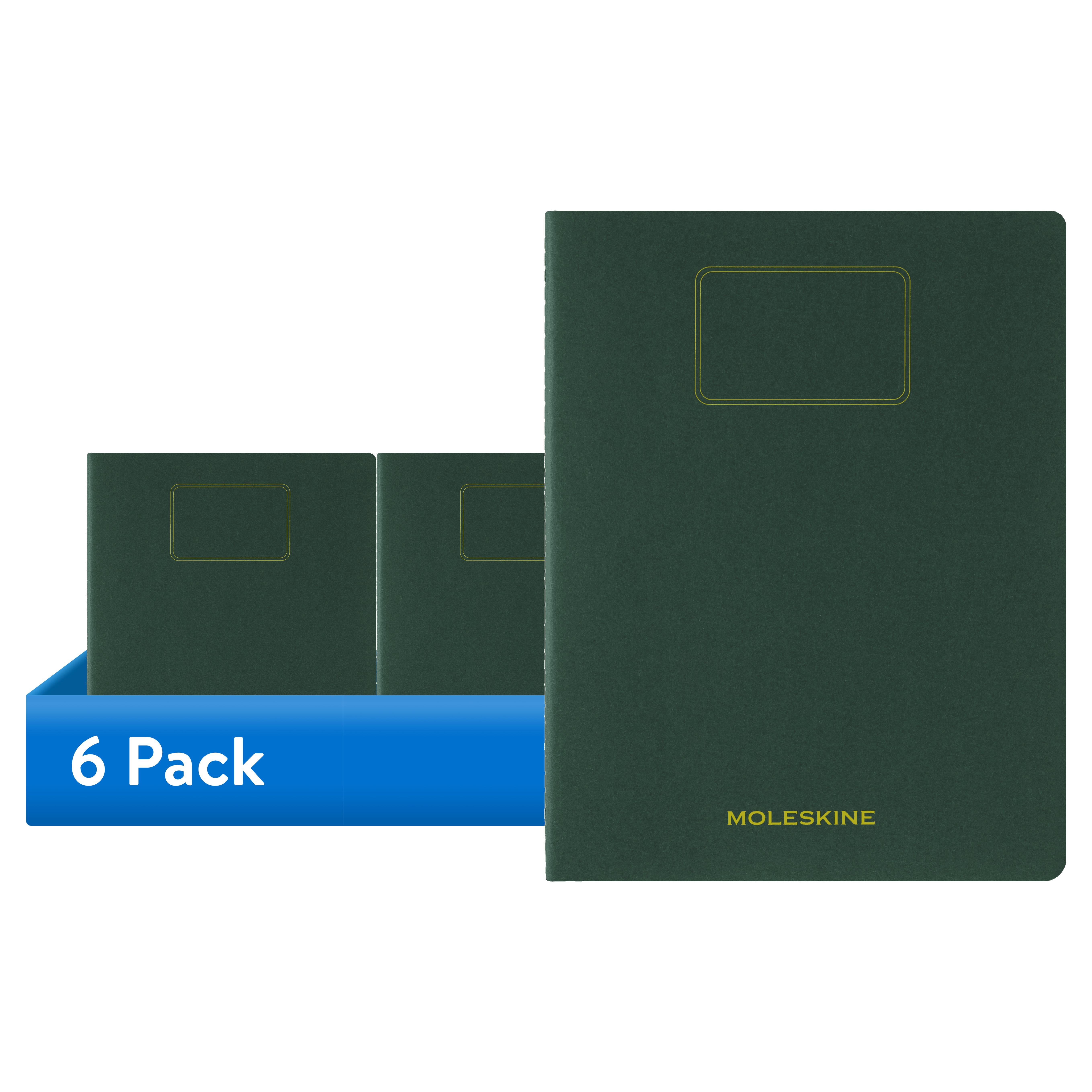 (6 pack) Moleskine Student Cahier Journal, Soft Cover, Ruled, XXL (8.5" x 11"), Myrtle Green