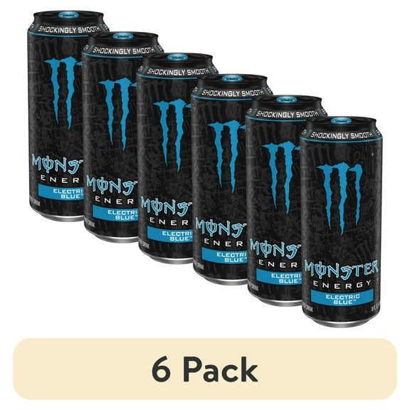 (6 pack) Monster Energy, Electric Blue, Energy Drink, 16 fl oz, Can