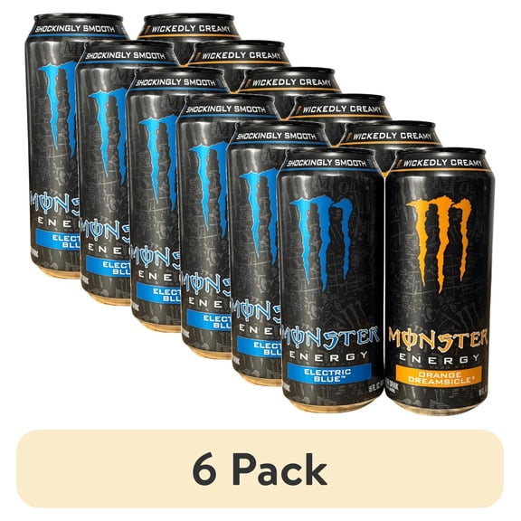 (6 pack) Monster Energy Orange Dreamsicle & Electric Blue Limited Flavor Combo, Ready-to-Drink Energy Drinks - Variety 2-Pack (Two 16oz Cans)
