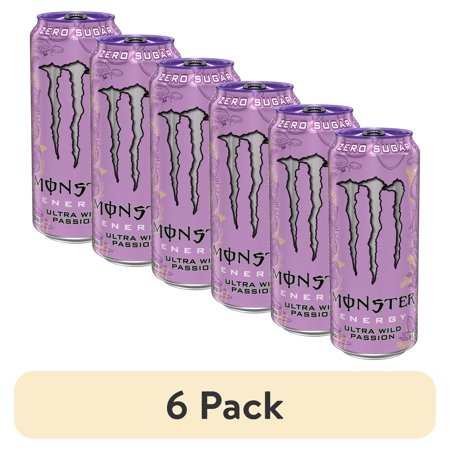 (6 pack) Monster Energy Ultra Wild Passion Sugar Free Energy Drink 16 fl oz Can