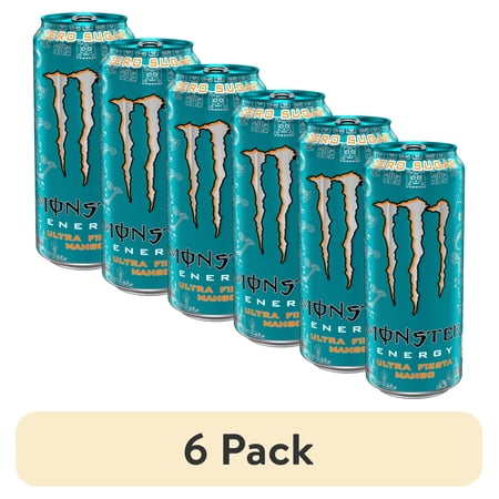 (6 pack) Monster Ultra Fiesta Mango, Sugar Free Energy Drink, 16 fl oz Single Aluminum Can-Pack Of 6
