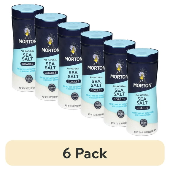 (6 pack) Morton All-Natural Coarse Sea Salt, 17.6 oz