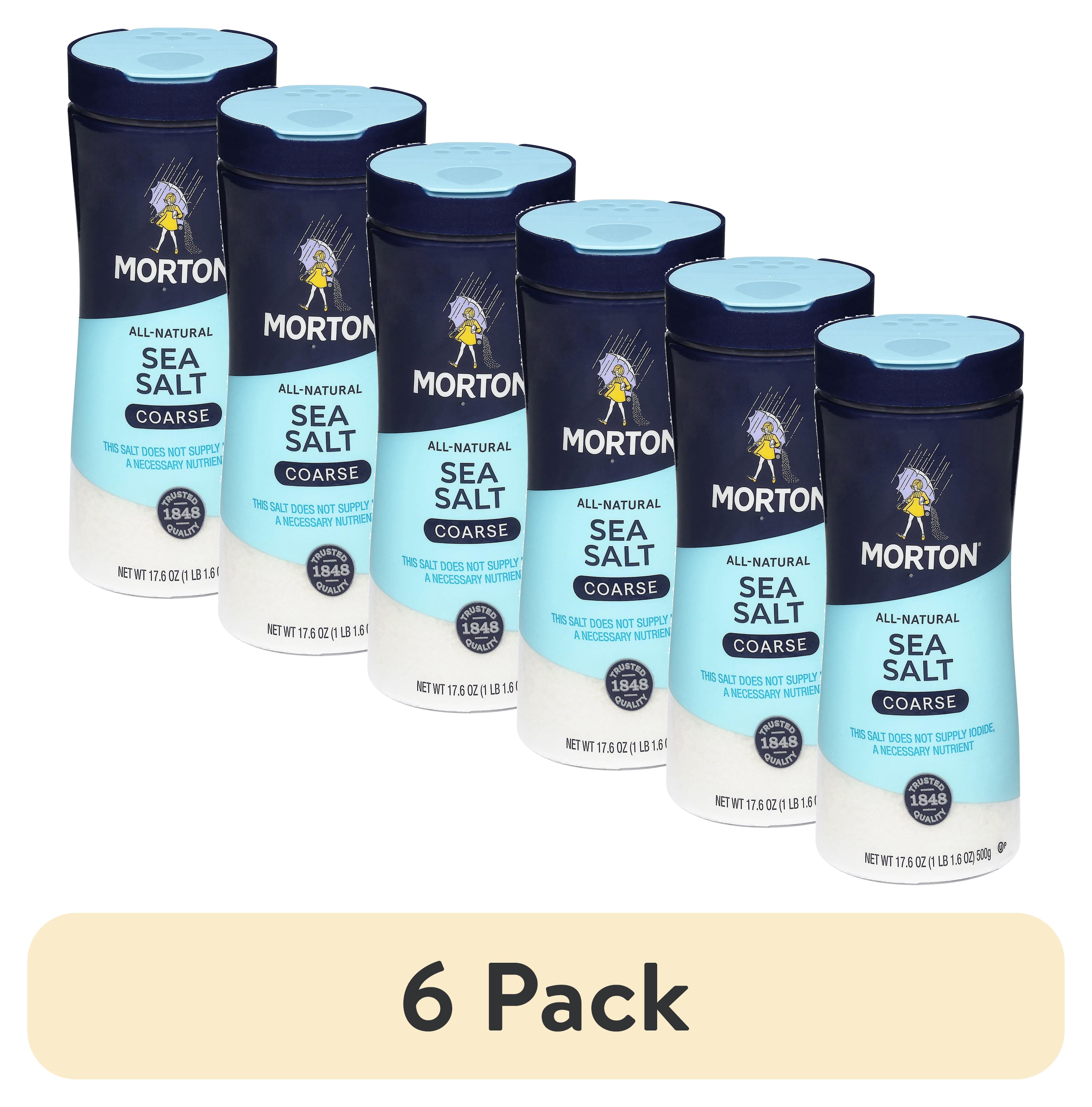 (6 pack) Morton All-Natural Coarse Sea Salt, Finishing Salt 17.6 Oz