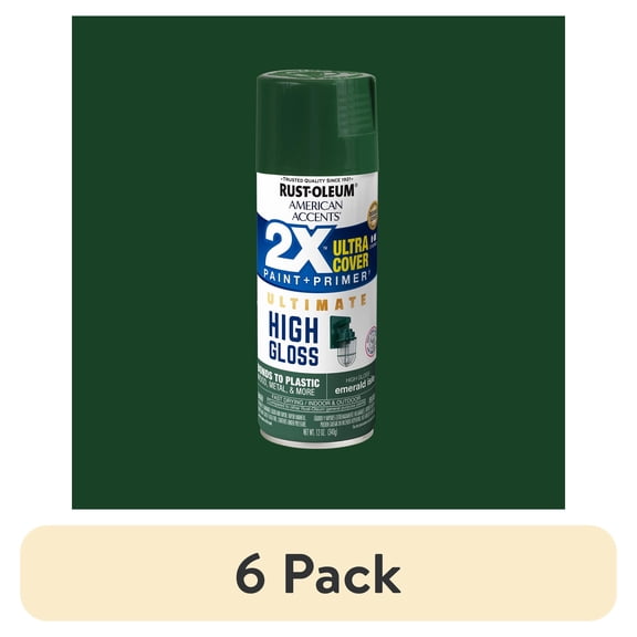 (6 pack) Moss Green, Rust-Oleum American Accents 2X Ultra Cover Satin Spray Paint-354729, 12 oz