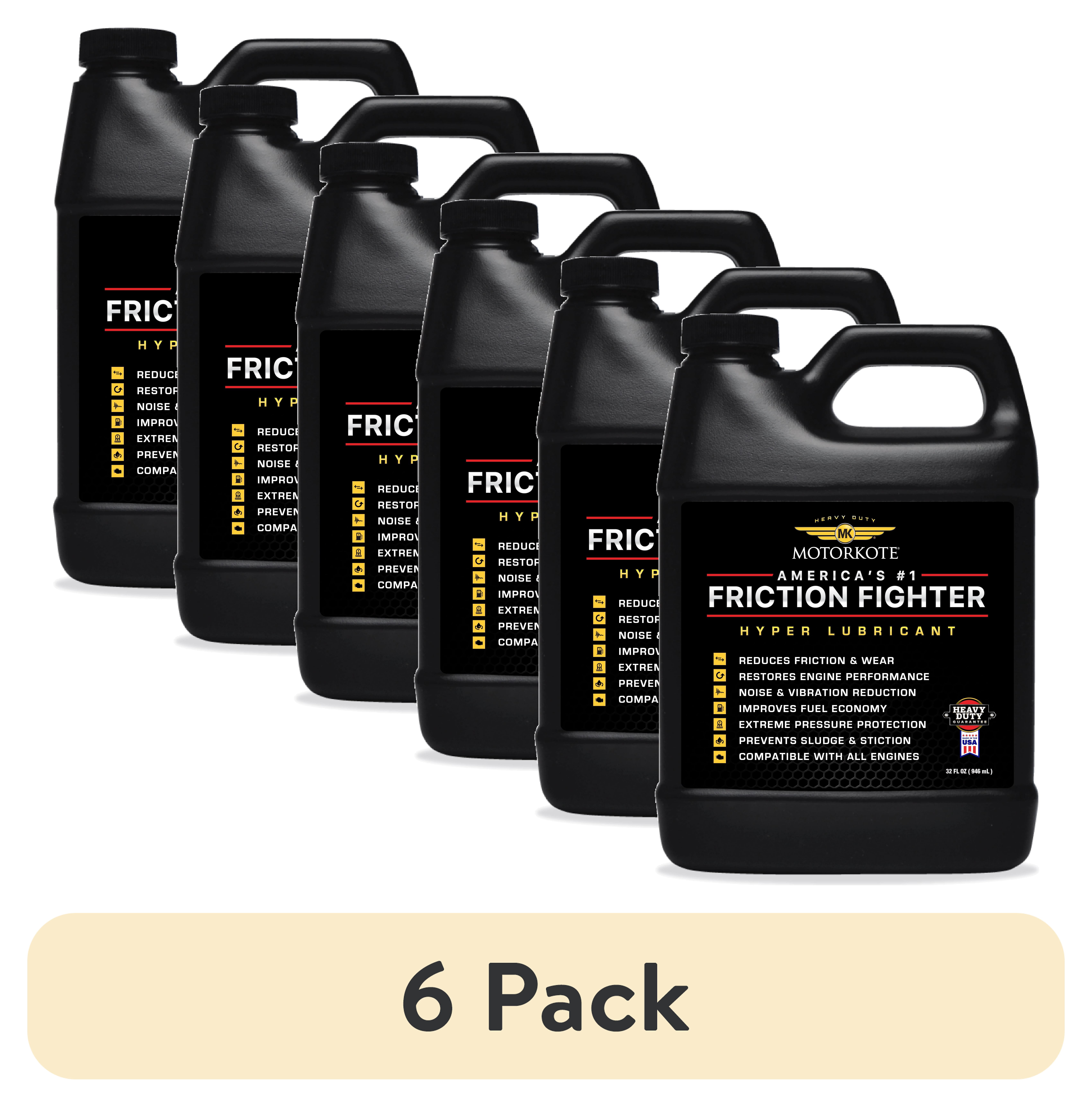 (6 pack) MotorKote Hyper Lubricant, Engine Treatment Gas or Diesel Lubricant, 32 Fl oz