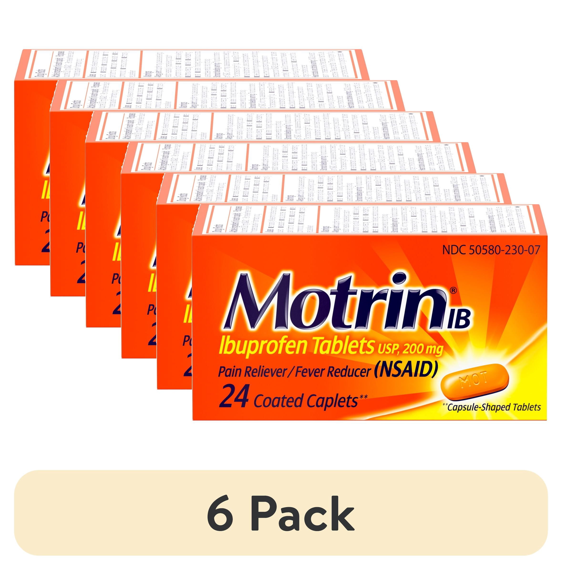 (6 pack) Motrin IB, Fast-Acting Ibuprofen 200mg for Pain & Fever Relief, 24 Count