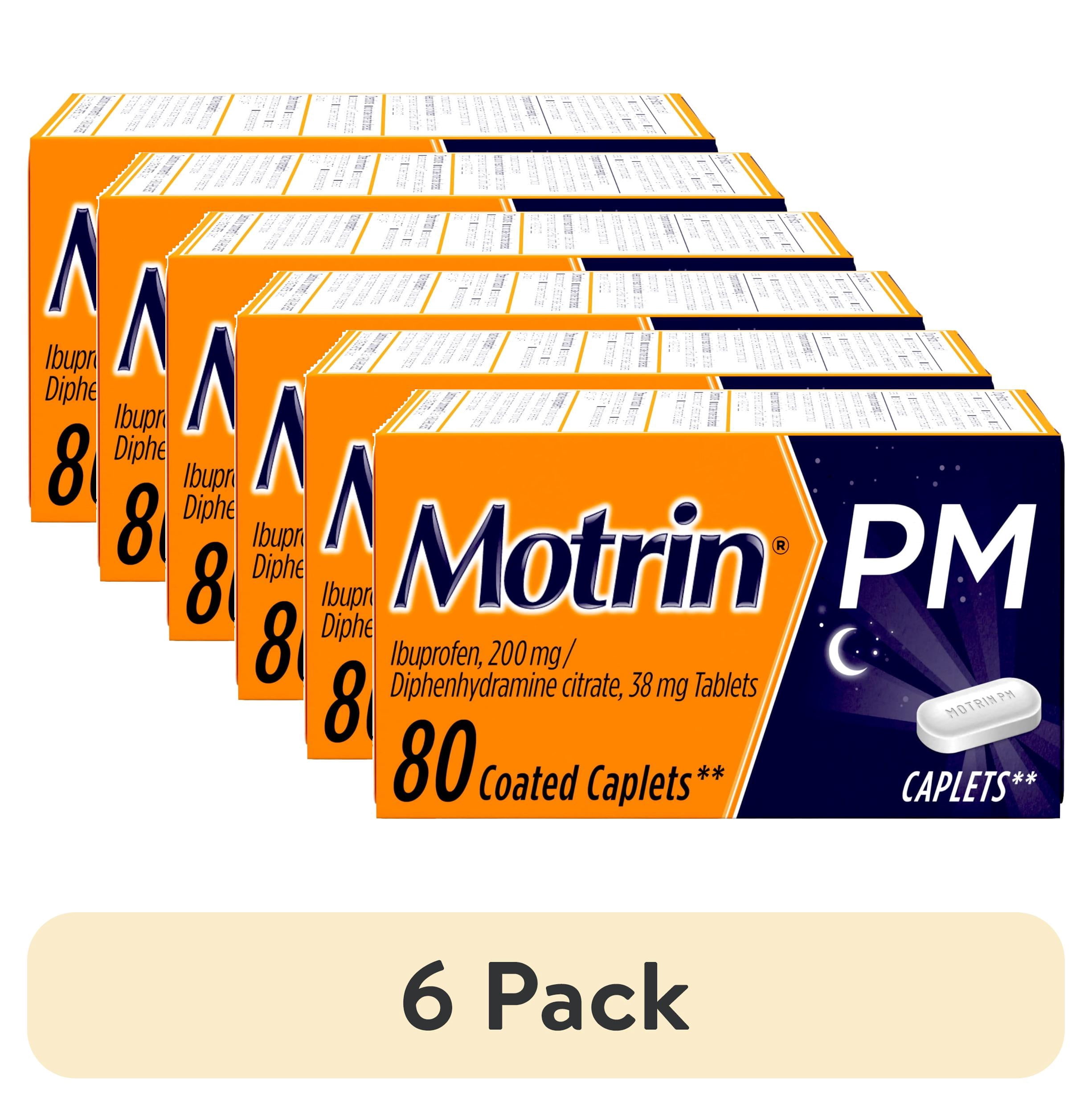 (6 pack) Motrin PM Caplets, 200 mg Ibuprofen & 38 mg Sleep Aid, Bulk, 80 Count