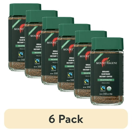 (6 pack) Mount Hagen Freeze Dried Instant Decaf Coffee - 3.53 Ounce