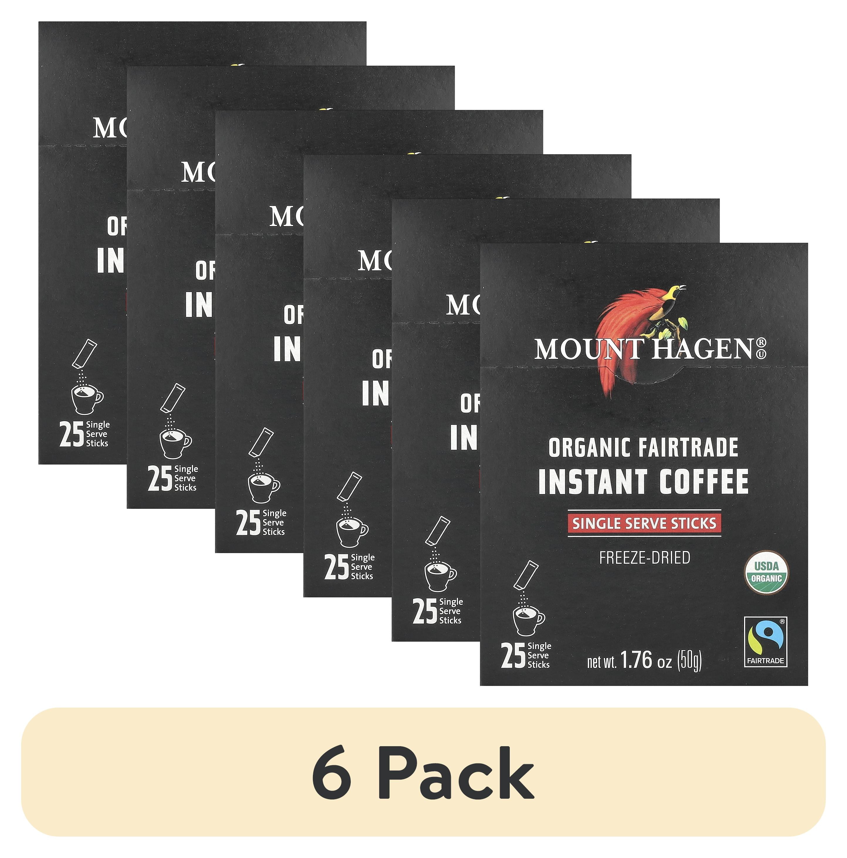 (6 pack) Mount Hagen Organic Fairtrade Instant Coffee, 25 Single Serve Sticks
