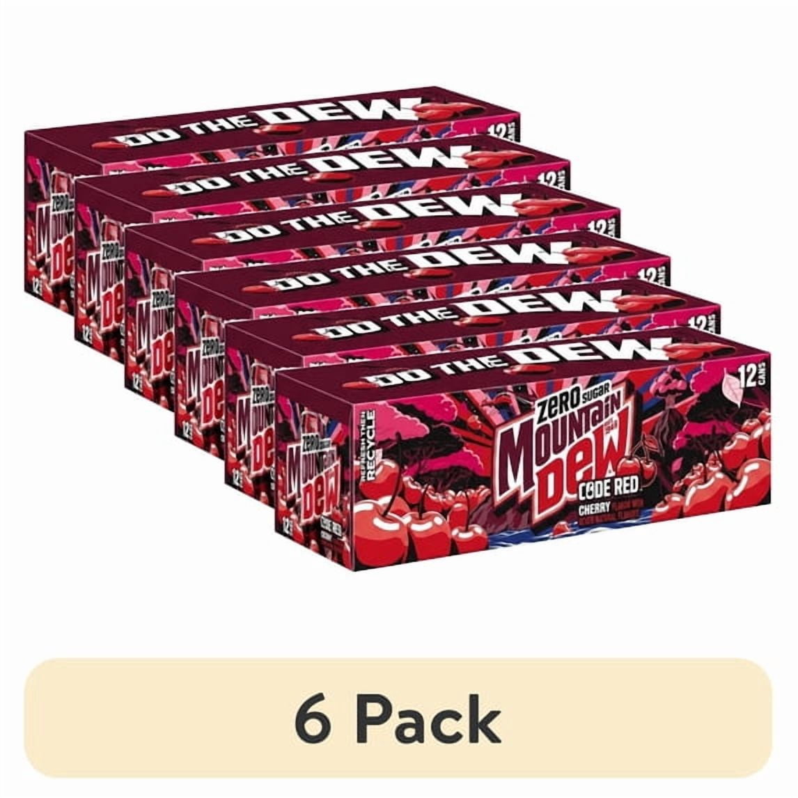LUWEI Mountain Dew Code Red Zero, Cherry Flavor, 12 oz, 12 Cans