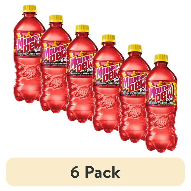 6 pack) Mountain Dew Zero Sugar Cherry Lemon flavored Trolli, 20.0