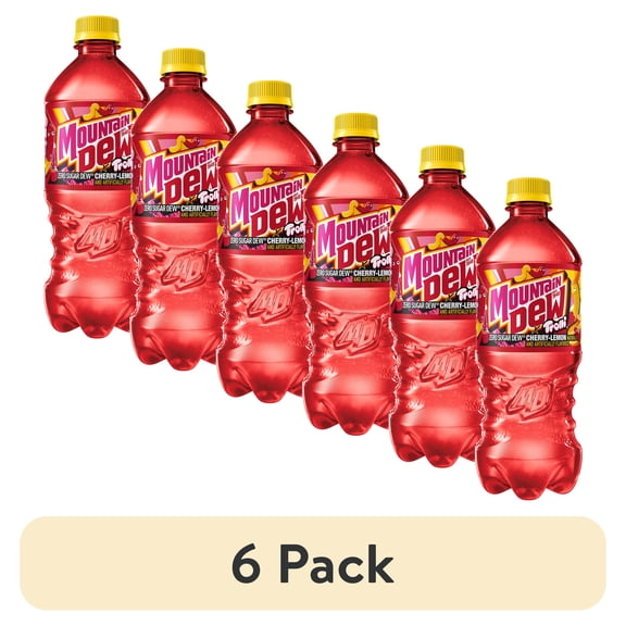 (6 pack) Mountain Dew Zero Sugar Cherry Lemon flavored Trolli, 20.0 fl oz, 1 count Bottle