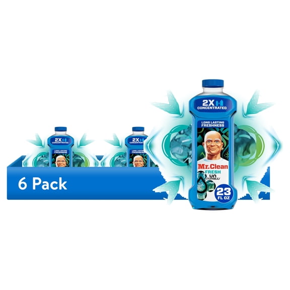 (6 pack) Mr. Clean All Purpose Cleaner, 2X Concentrated Multi Surface, Unstopable Fresh Scent, 23 fl oz