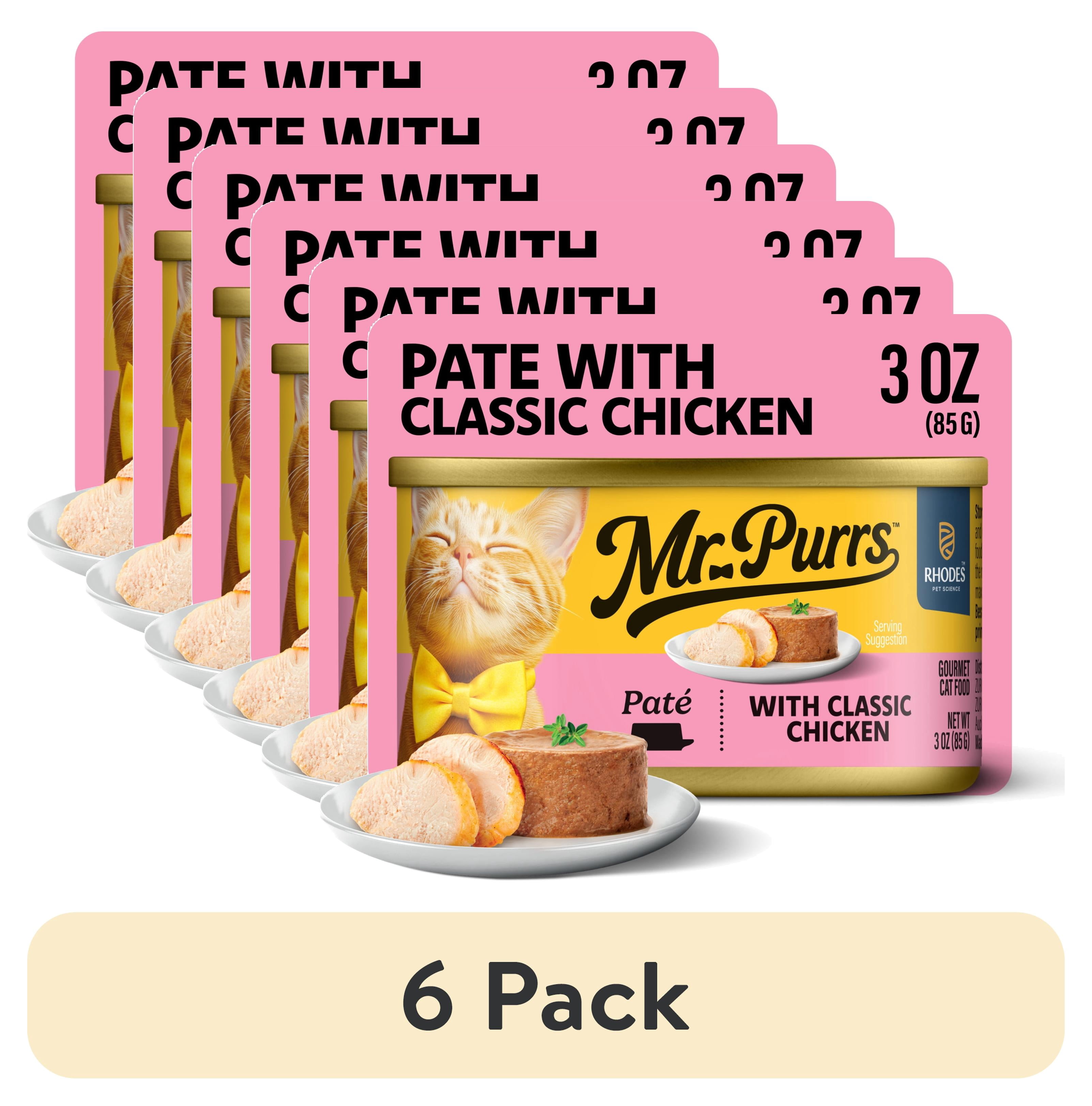 (6 pack) Mr Purrs Classic Chicken Pate Wet Cat Food, 3 oz Can
