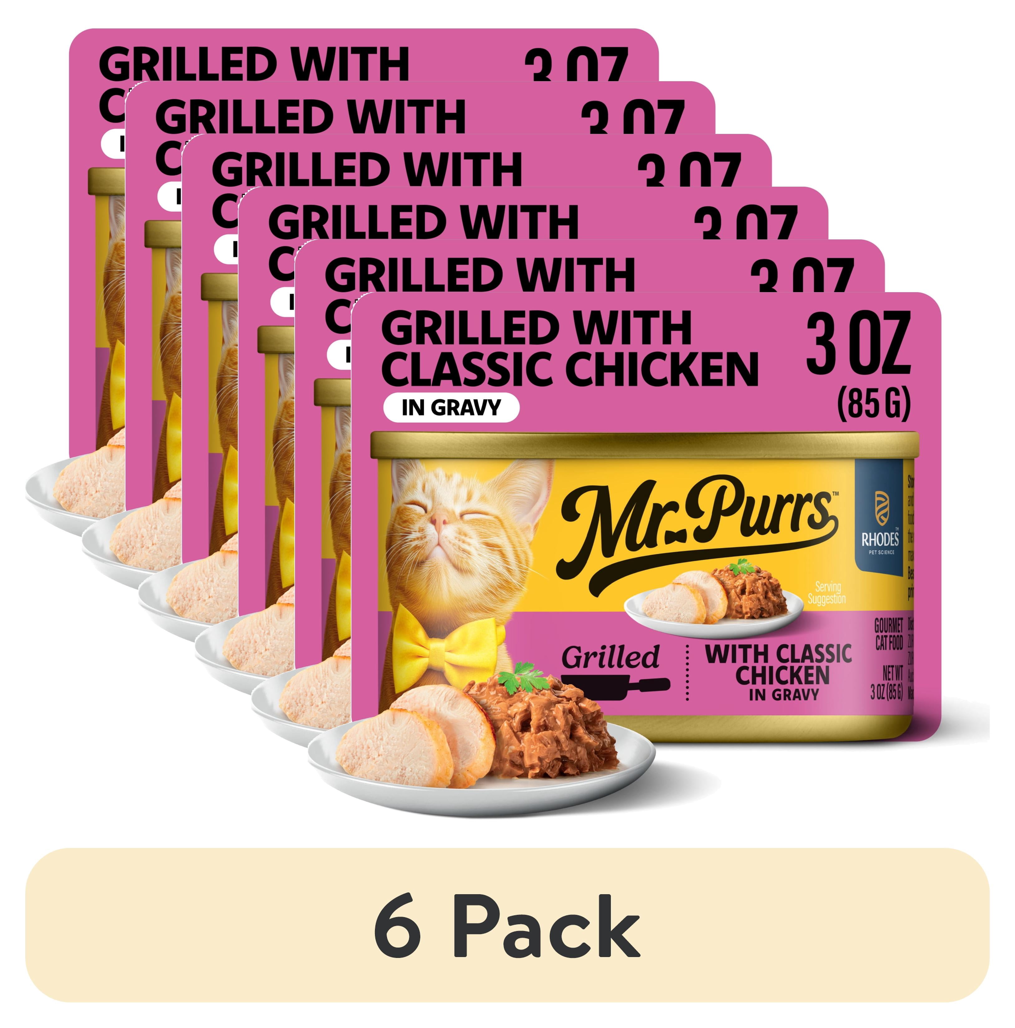 (6 pack) Mr Purrs Grilled Classic Chicken in Gravy Wet Cat Food, 3 oz Can