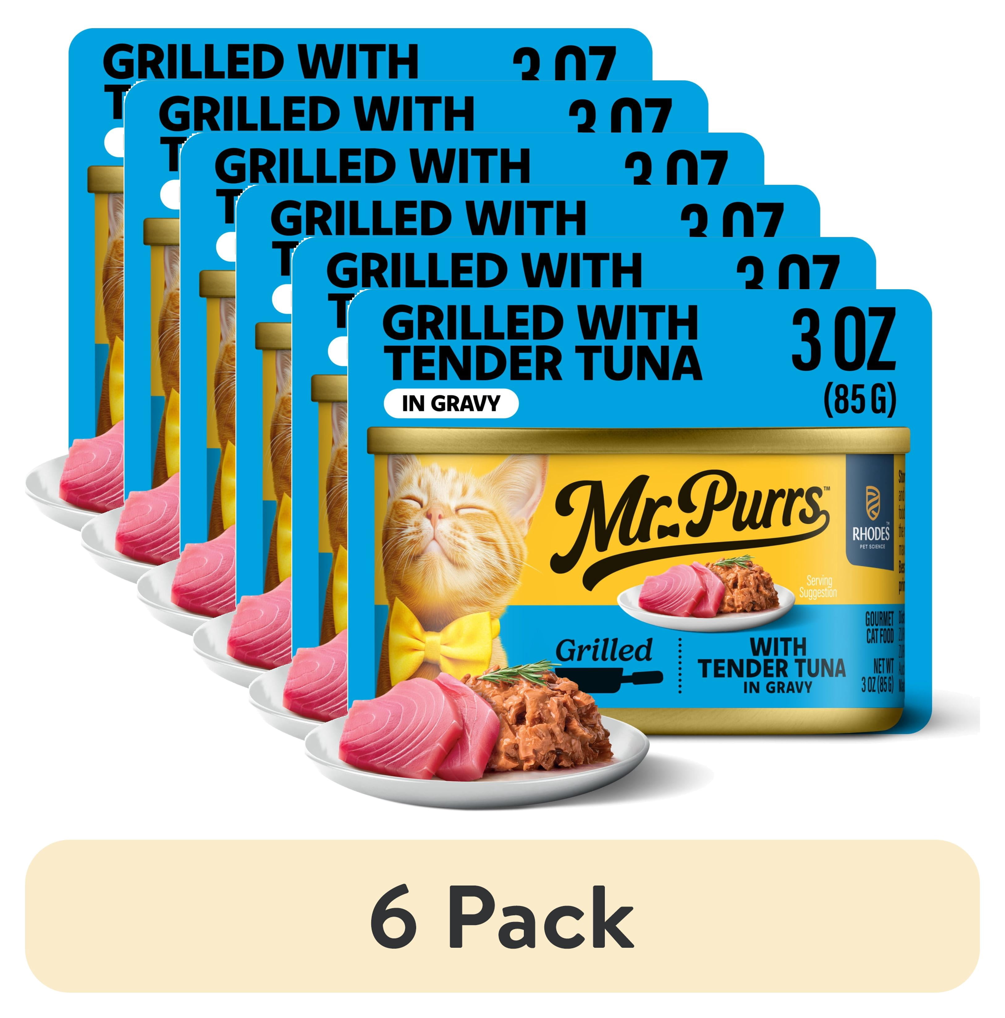 (6 pack) Mr Purrs Grilled Tender Tuna in Gravy Wet Cat Food, 3 oz Can