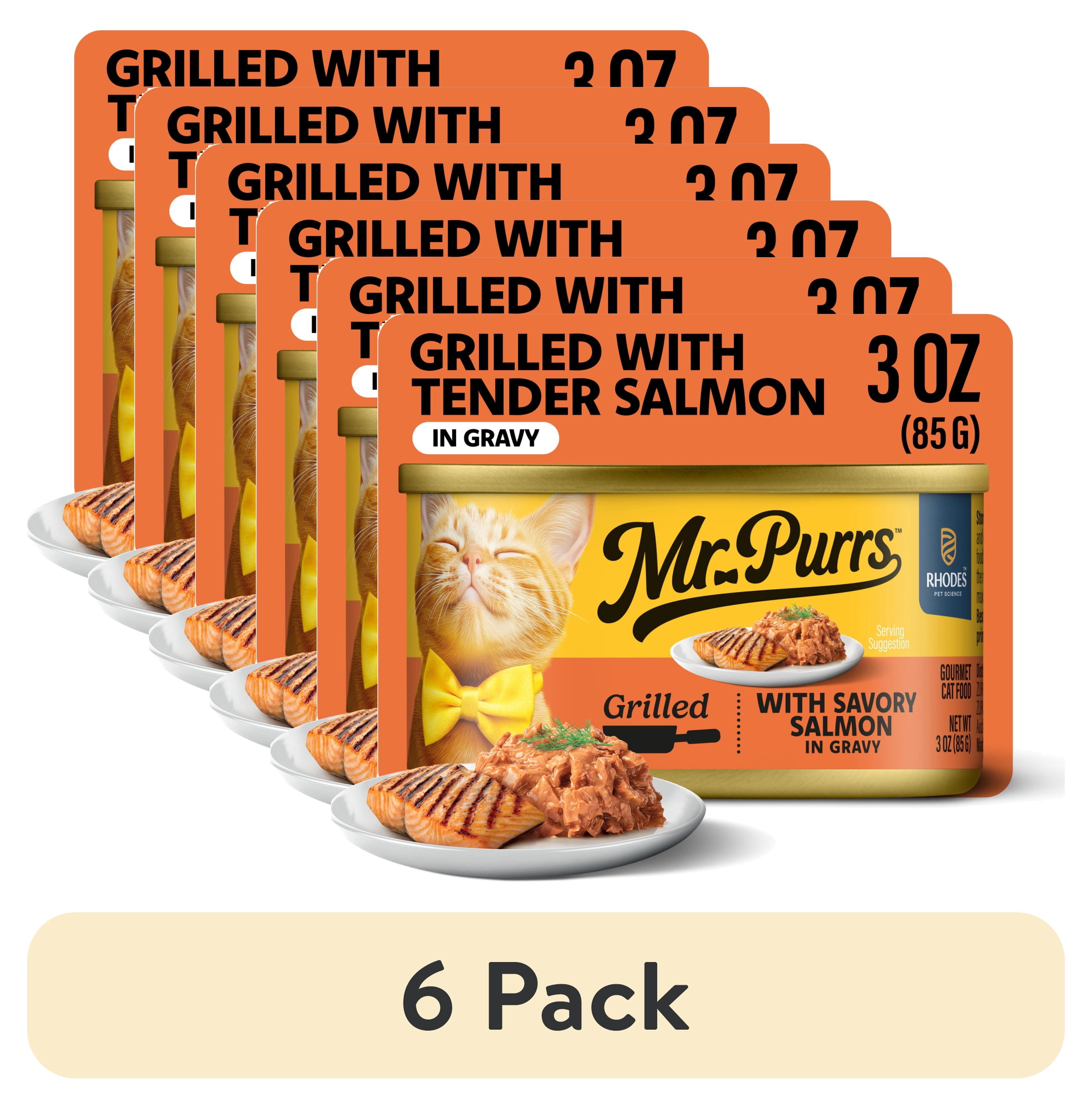 (6 pack) Mr Purrs Savory Salmon Grilled in Gravy Wet Cat Food, 3 oz Can