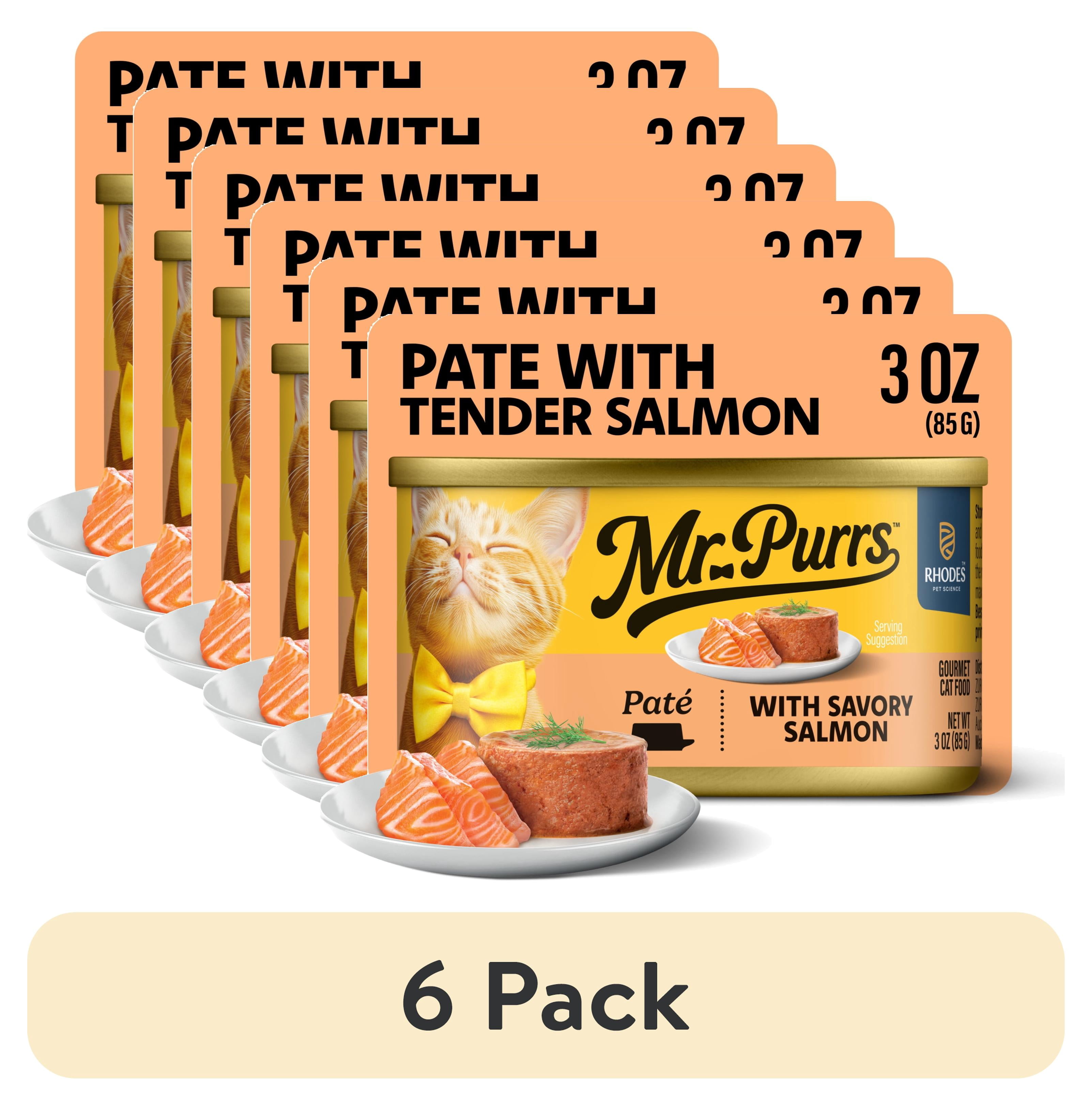 (6 pack) Mr Purrs Savory Salmon in Pate Wet Cat Food, 3 oz Can