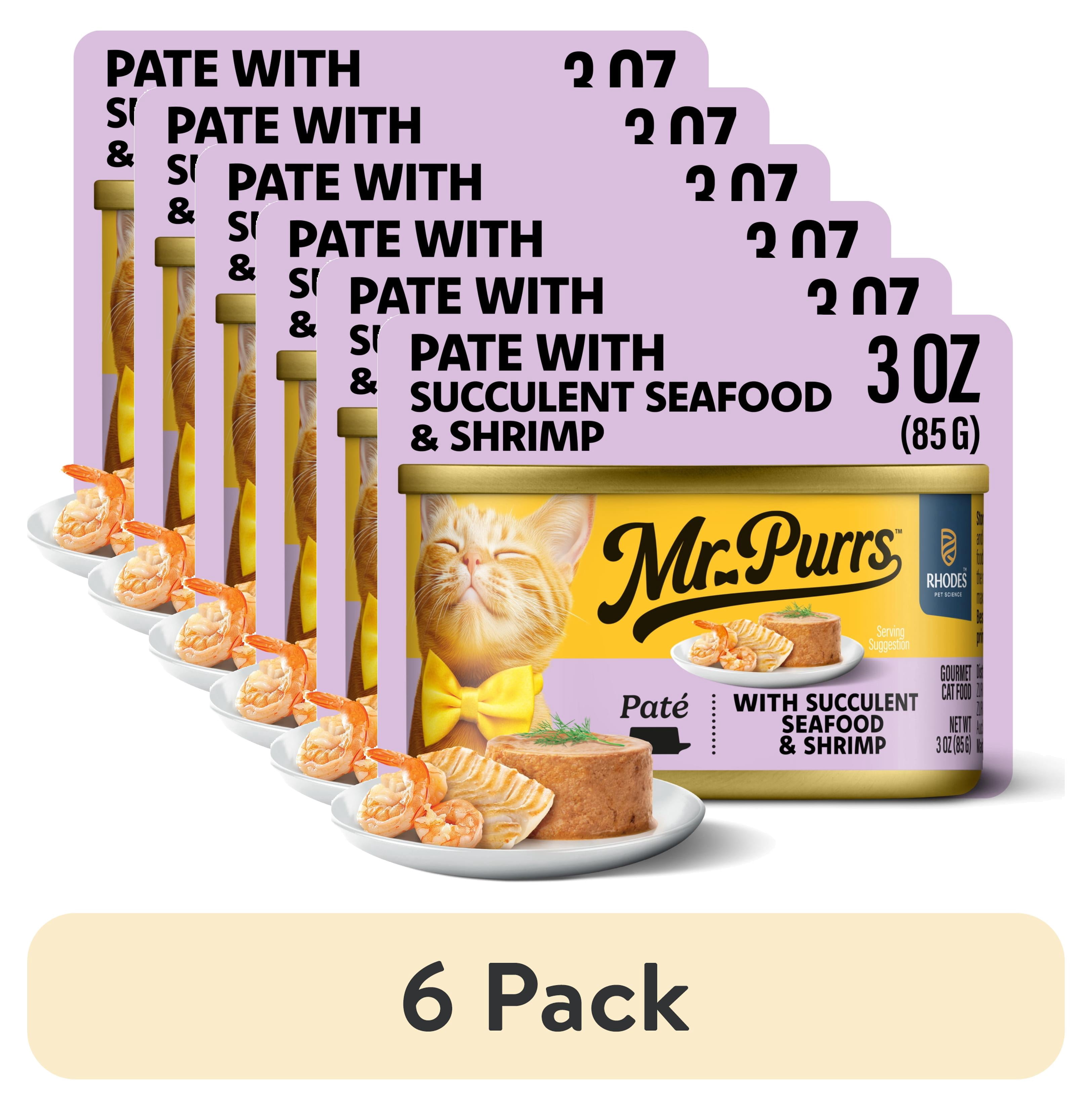 (6 pack) Mr Purrs Seafood & Shrimp Pate Wet Cat Food, 3 oz Can