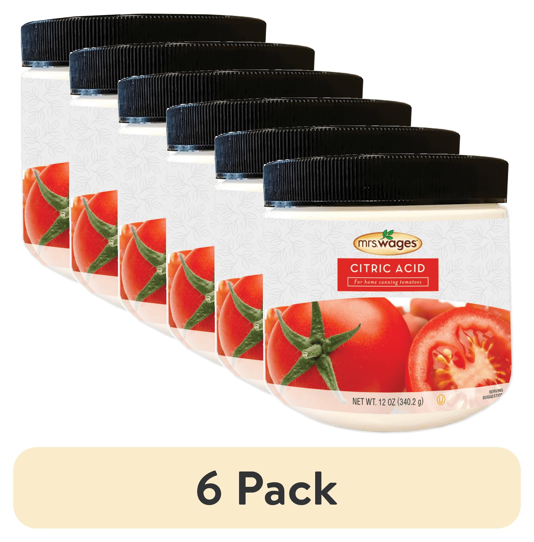 (6 pack) Mrs. Wages Citric Acid 12 oz Canister, Bulk Canning Supplies for Home Canned Tomato Sauce, Salsa and Jam
