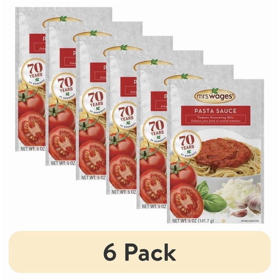 (6 pack) Mrs. Wages Pasta Sauce Canning Mix, Canning Supplies for Homemade Canned Tomato Sauce, 5 oz Seasoning Packet