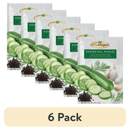 (6 pack) Mrs. Wages Kosher Dill Pickle Seasoning, Quick Pickling Mix for Homemade Pickles, Canning Supplies for Dill Pickles