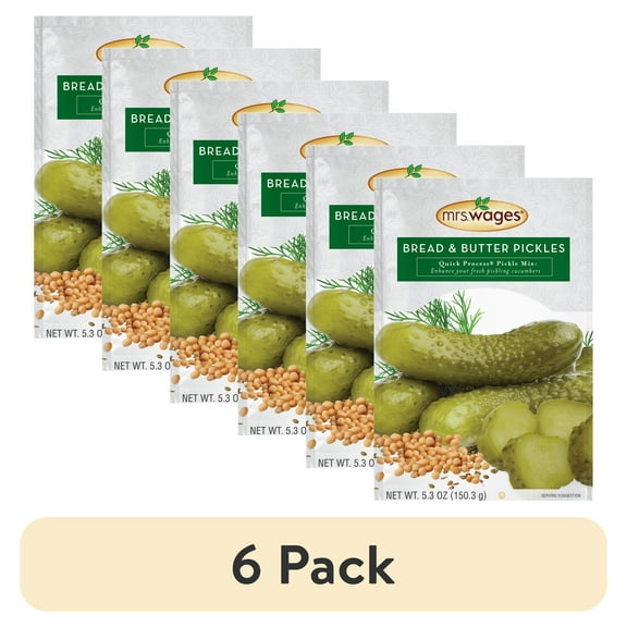 (6 pack) Mrs. Wages Bread and Butter Pickle Mix, Canning Supplies for Homemade Sweet Pickles, 5.3 oz Pickle Seasoning Mix