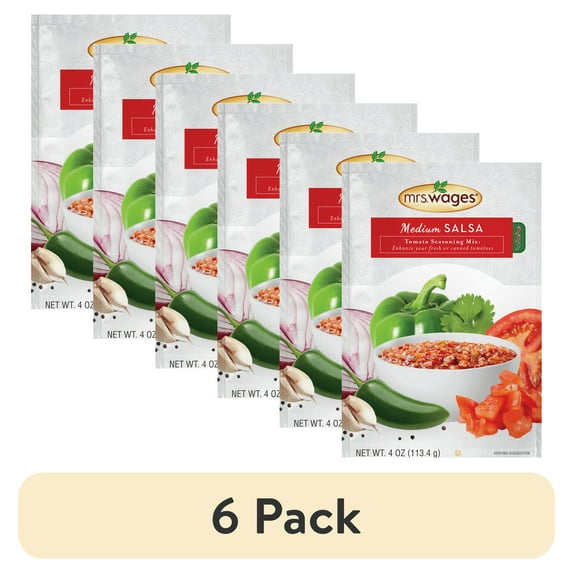 (6 pack) Mrs. Wages Homemade Salsa Mix, Canning Supplies for Home Canned Salsa, 4 oz Salsa Seasoning for Preserving Tomatoes
