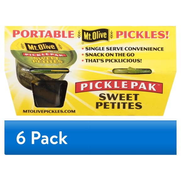 (6 pack) Mt Olive Picklepak Sweet Petites Pickles 4 - 3.7 fl oz Cups