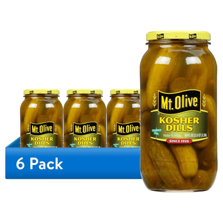 6 pack) Mt. Olive Whole Kosher Dill Pickles, 80 fl oz Jar