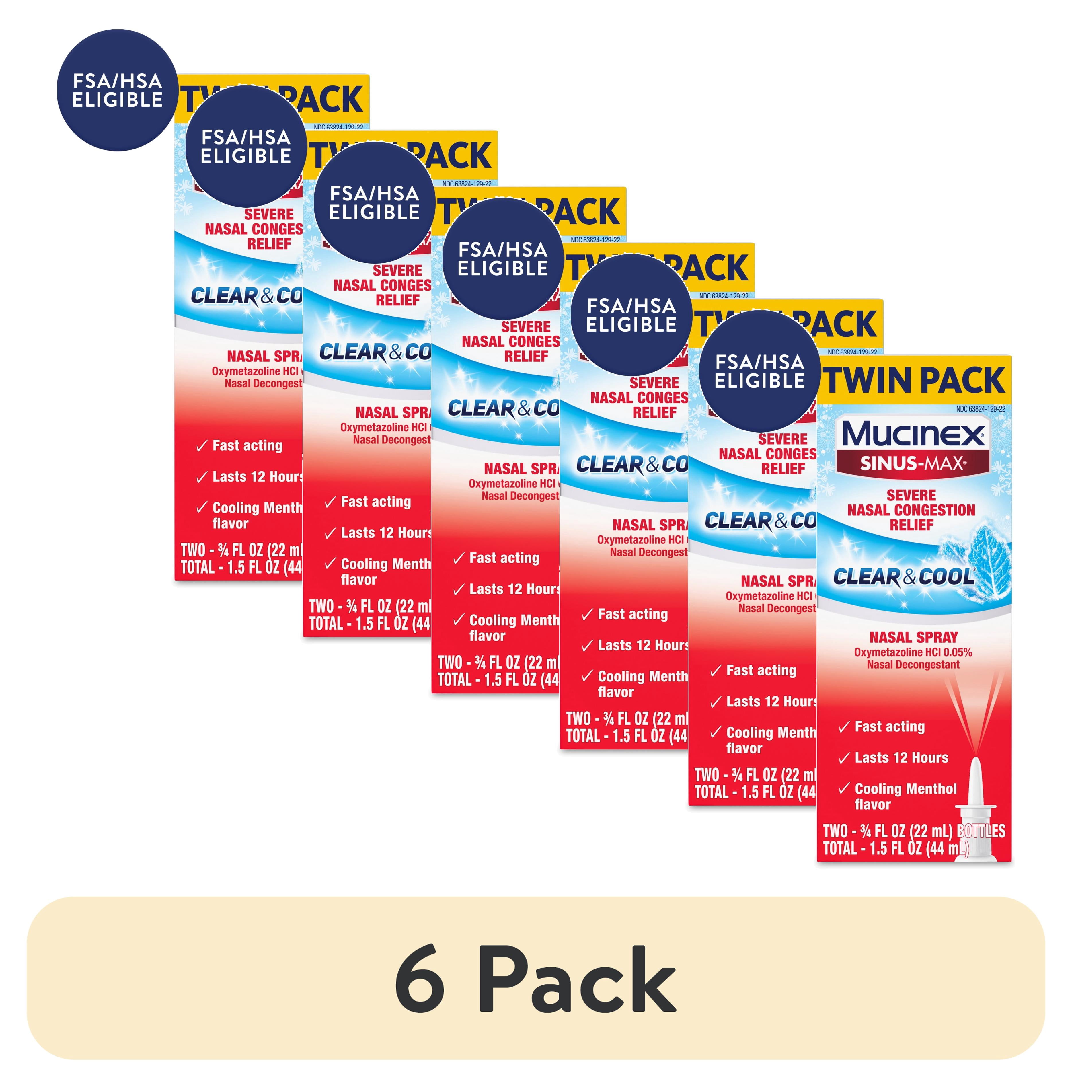 (6 pack) Mucinex Sinus-Max Nasal Spray, Clear and Cool, 2 Pack, 0.75 fl oz Each