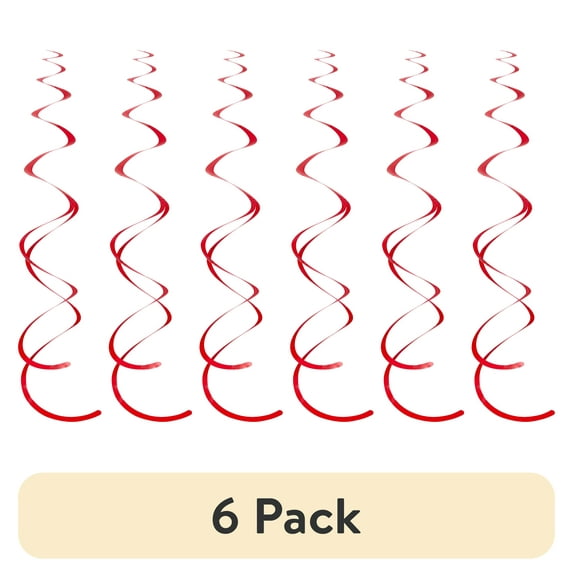 (6 pack) Multicolor Foil Dizzy Danglers Hanging Decoration, 4 Count, 26", by Way to Celebrate