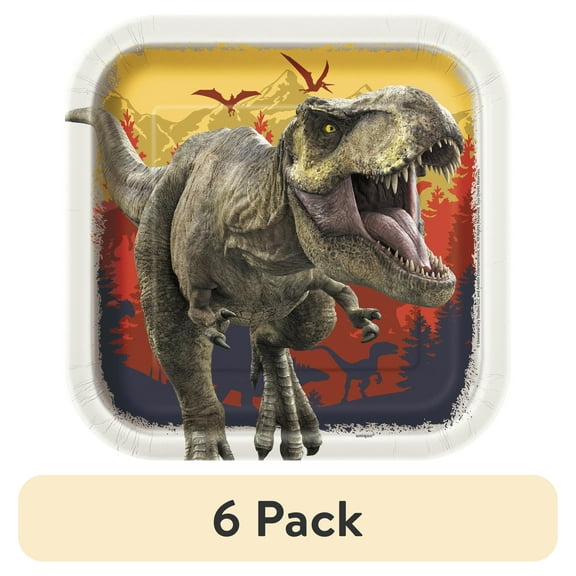 (6 pack) Multicolor Jurassic World Birthday Paper Dinner Plates, 9in, 8ct