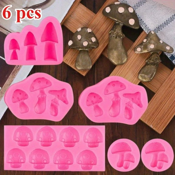 6-pack Mushroom Silicone Mold, 3D Cake Mold, Kitchen Baking Tool, Easy To Clean, Used for Making Chocolate, Candy, and Polymer Clay Cake Decorations, Textiles & Soft Furnishings
