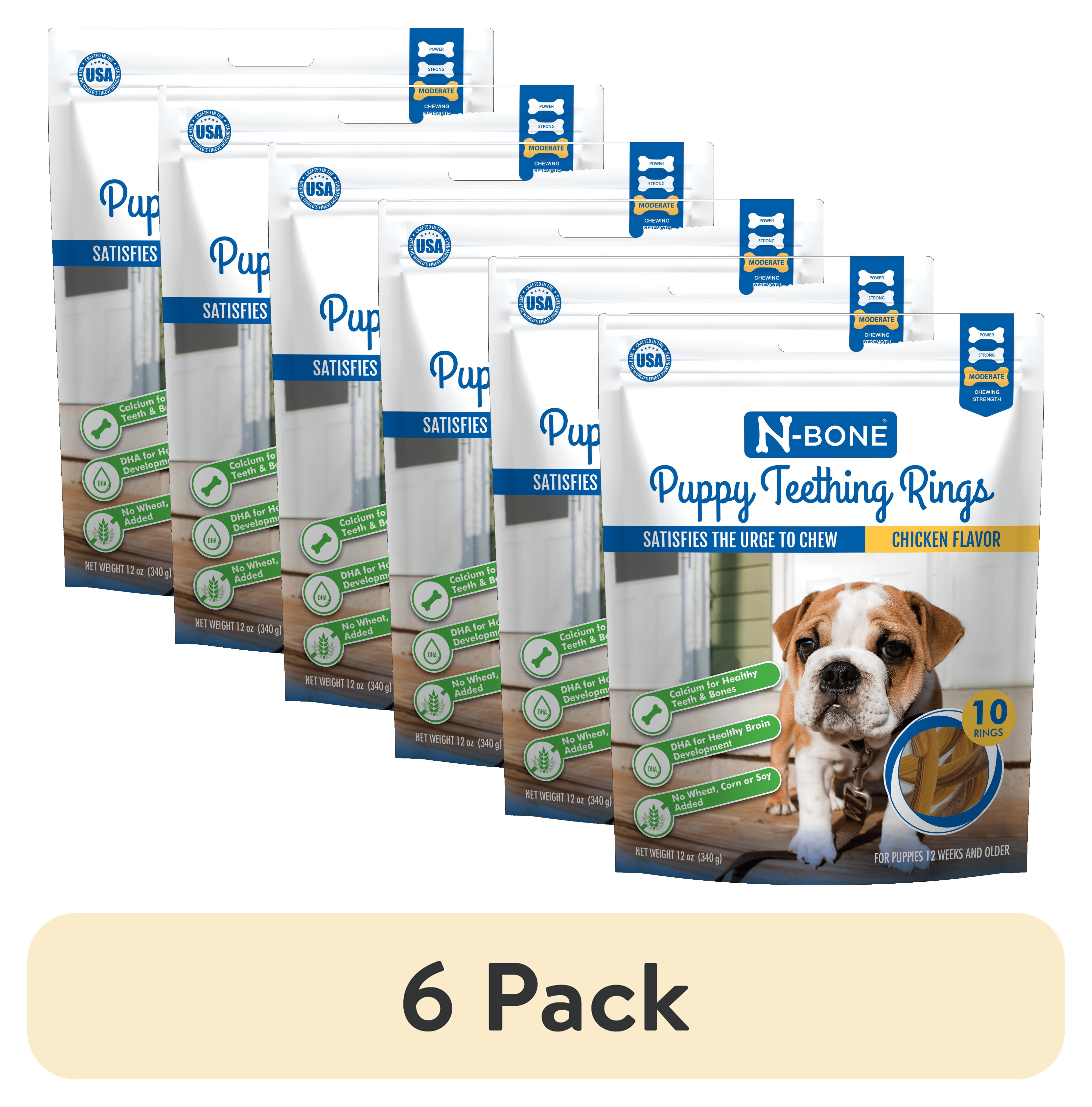 (6 pack) N-Bone® Puppy Teething Rings Chicken Flavor, 10 Treats, 12 oz, Dried Chew Treats for Dogs