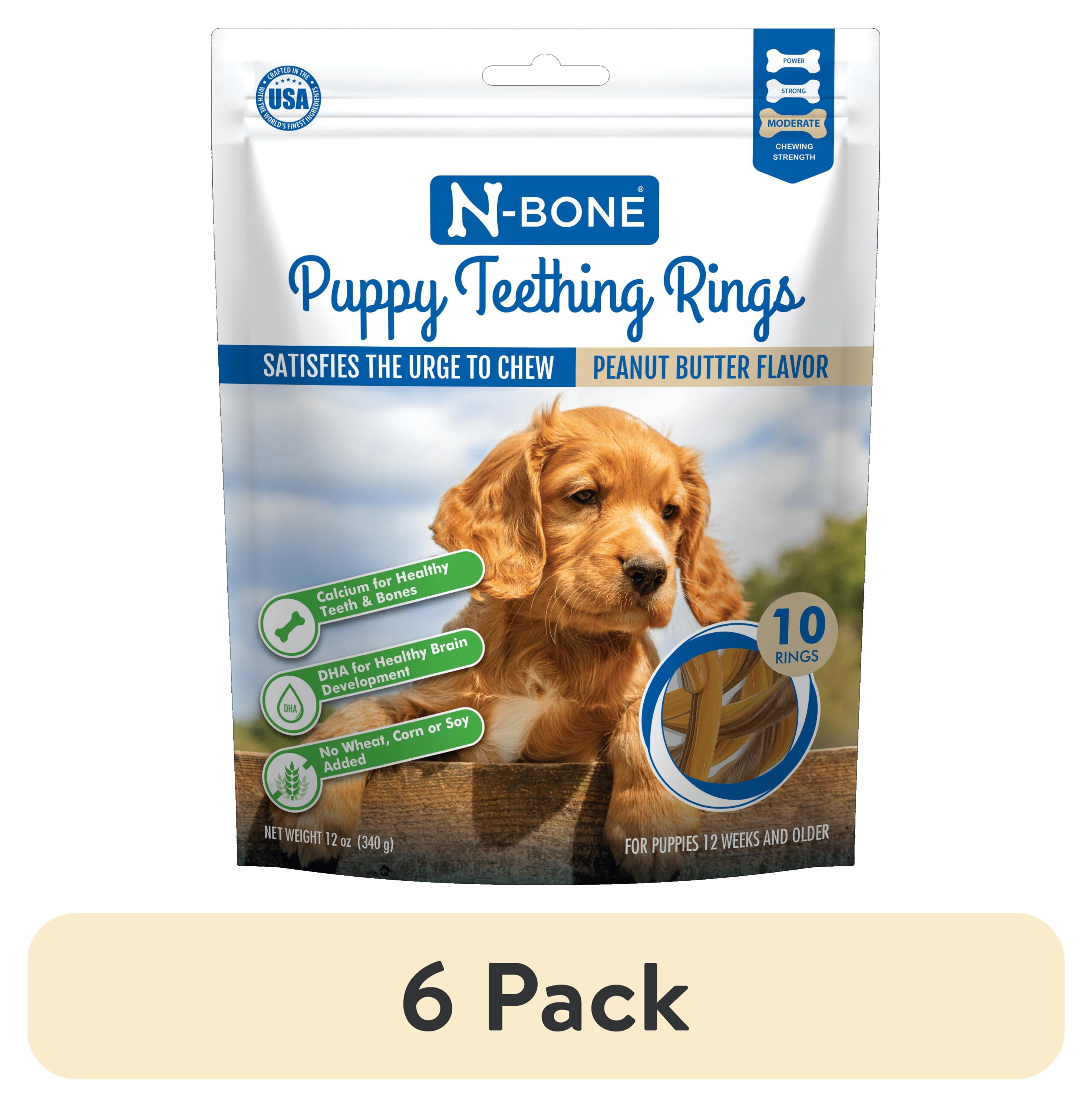 (6 pack) N-Bone® Puppy Teething Rings Peanut Butter Flavor, 10 Treats, 12 oz, Dried Chew Treats for Dogs